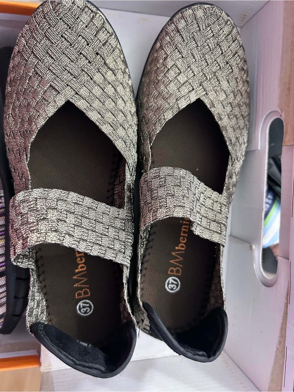 bernie mev. Silver Woven Mary Jane Flats